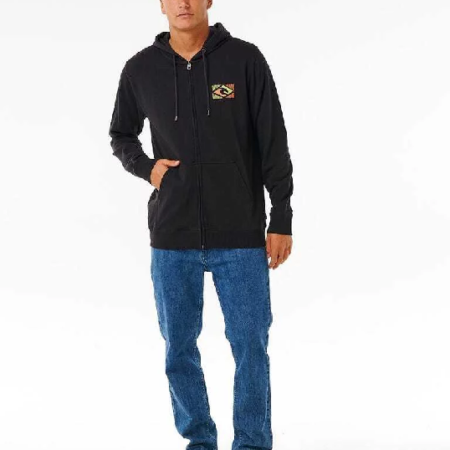 Felpa uomo Tradition Zip Thru Hood Washed Black - Ripcurl