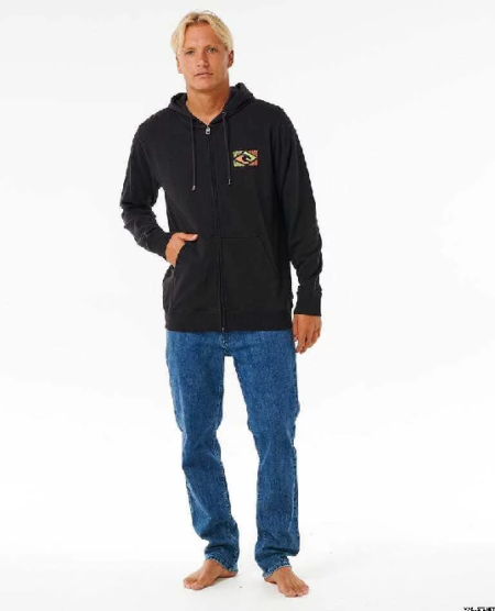 Felpa uomo Tradition Zip Thru Hood Washed Black - Ripcurl